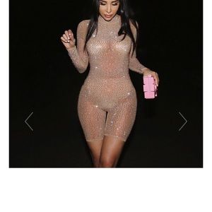 Hot Miami Styles Rhinestone romper size large